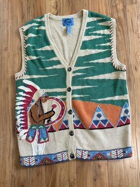 VTG Cambridge Dry Goods Native American Sweater Vest